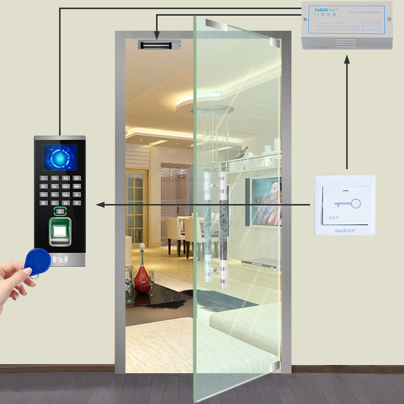 指纹门禁系统一体机玻璃门禁锁刷卡密码锁双门磁力锁电子门禁套装