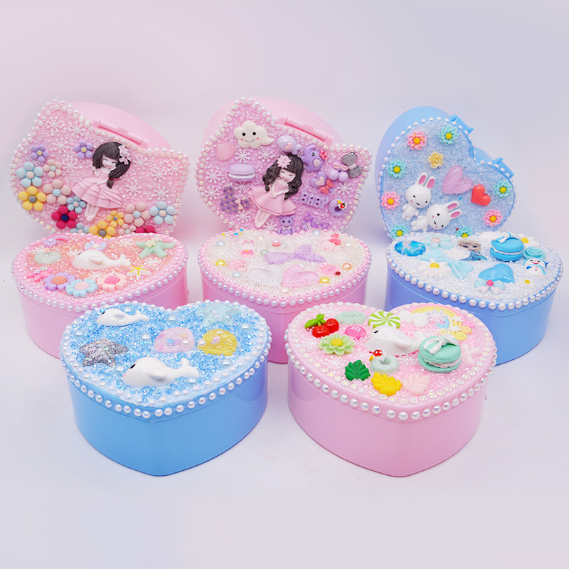 Children's Handmade Diy Girl Cosmetic Case Love Storage Box Cartoon Jewelry Box Gift Box Girl Gift Making