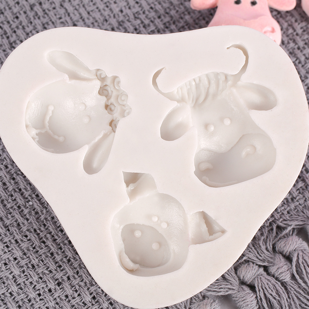 翻糖蛋糕硅胶模具液态硅胶模具动物头像小牛小猪小样糖艺硅胶模具