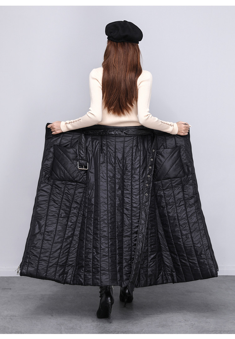 冬裙新款女加厚保暖羽绒棉裙半身裙秋冬一片式高腰裙子一步长裙冬