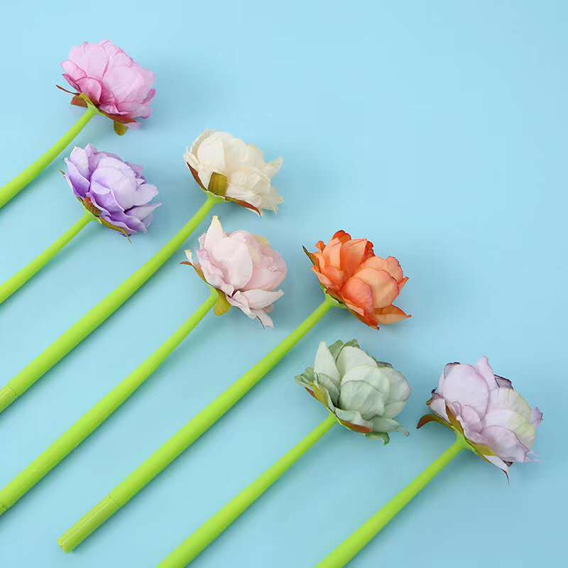 Korean Style Zf2088 Rose Silicone Gel Pen Creative Simulation Seven-Color Rose Signature Pen Quick-Drying Ball Pen Gift