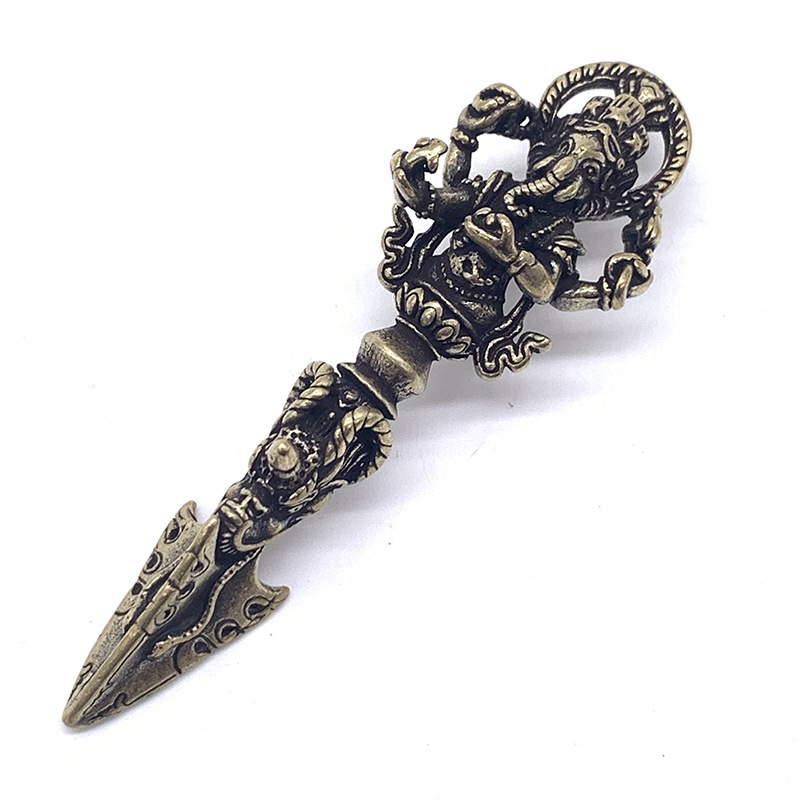 纯铜象神金刚镢藏传佛教密宗法器降魔杵金刚杵钥匙扣挂件地摊货