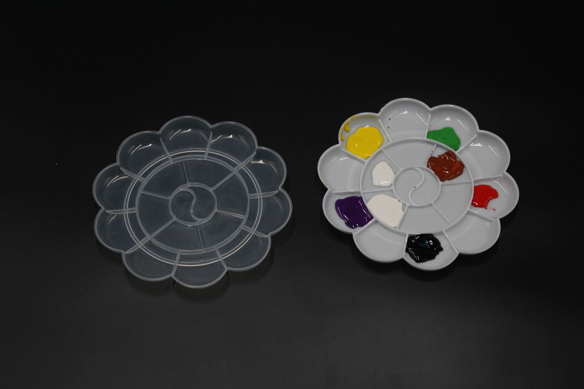 大中小梅花调色盘加厚透明调色用品调色板美术绘画水粉水彩调色盘