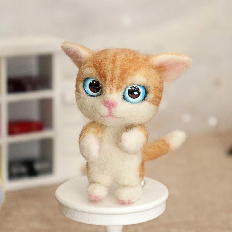 羊毛毡戳戳乐diy材料包手工制作成人布艺打发时间猫咪小动物