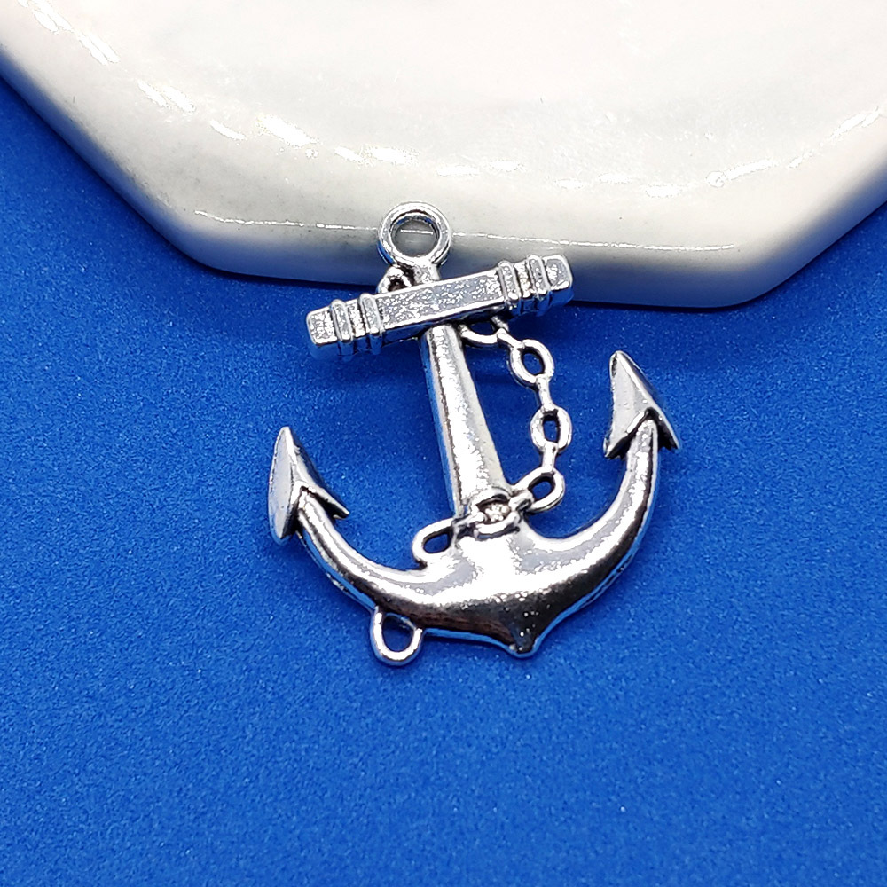 厂家批发复古银色船锚吊坠项链包包挂件吊坠diy饰品手链27*31mm