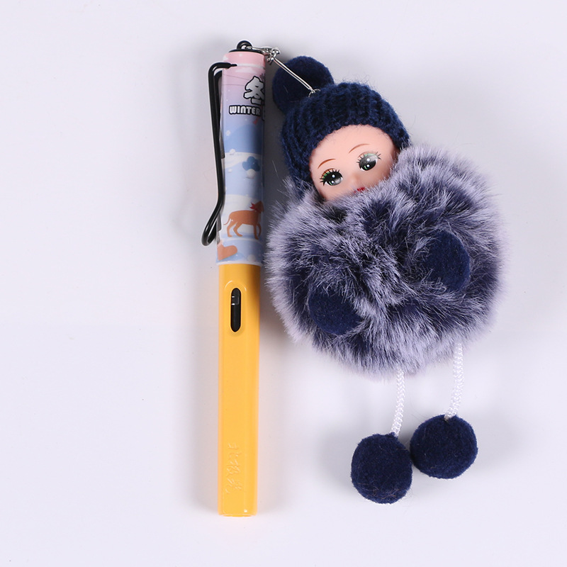 娃娃挂件钢笔 小学生用墨囊钢笔 入门级练字笔 两用水笔现货