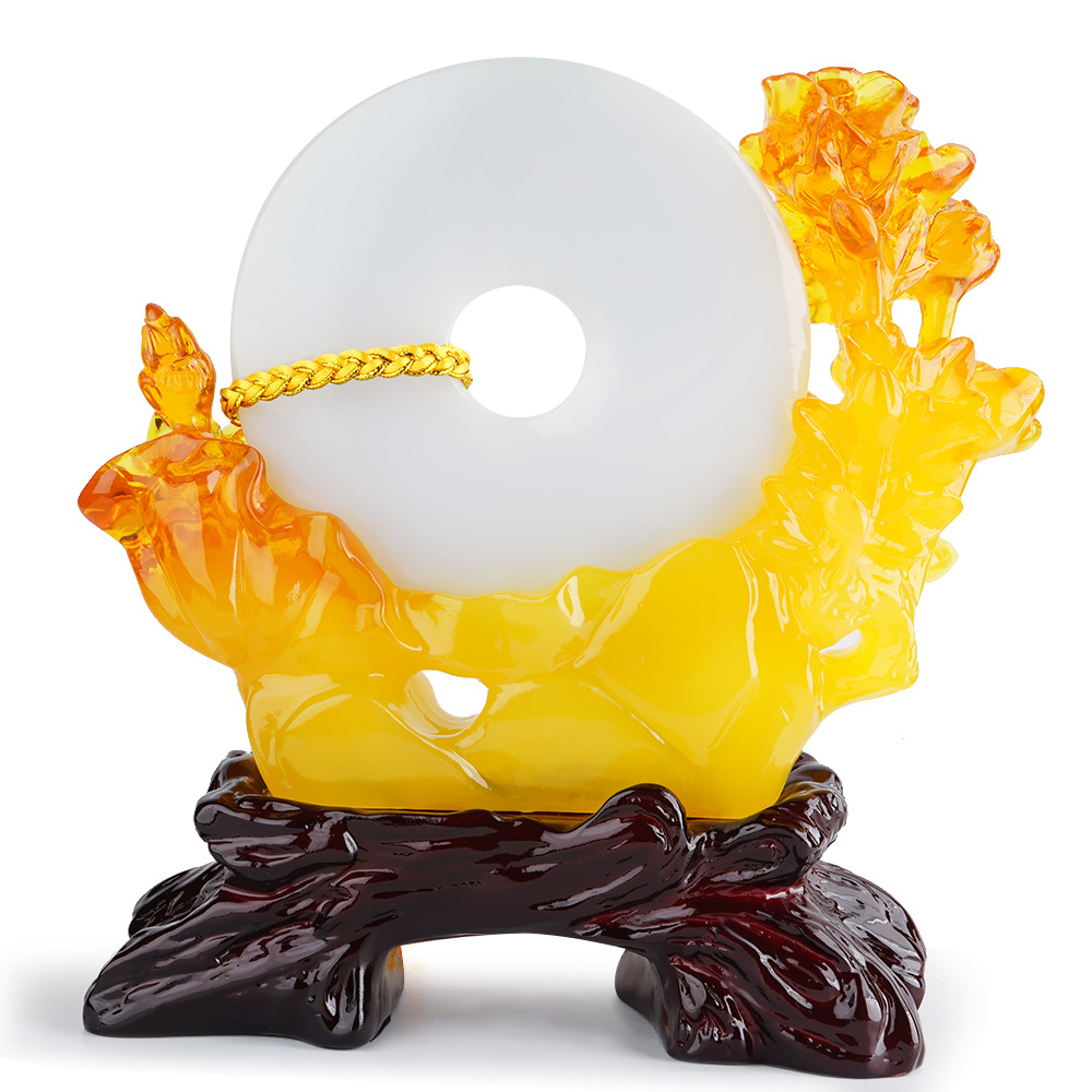 平安扣摆件树脂招财仿玉石乔迁新居酒柜装摆件家居饰品结婚礼物