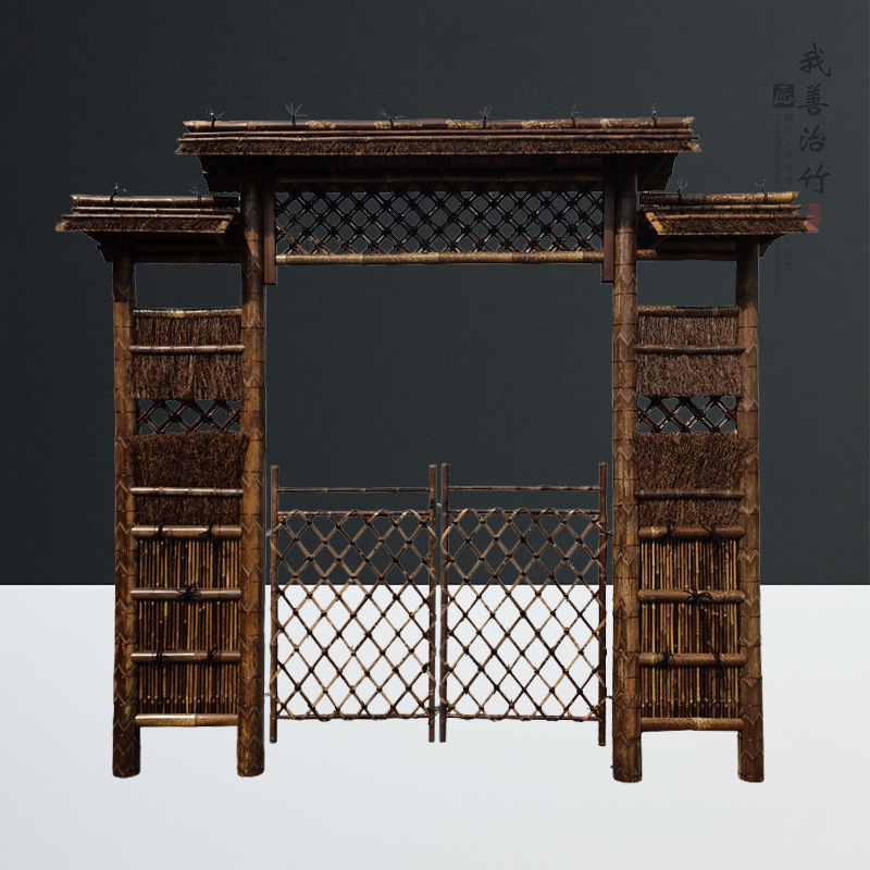 户外竹大门竹篱笆竹栅栏隔断日式竹围栏别墅花园防腐紫竹庭院装饰
