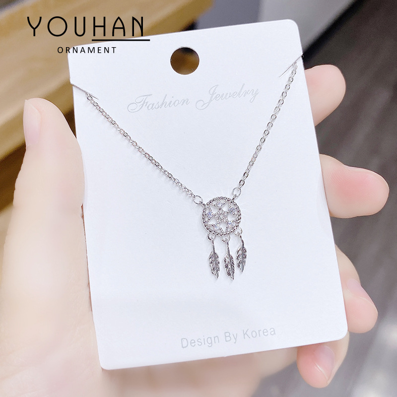 Dreamcatcher Copper Micro Inlaid Zircon Clavicle Chain Japanese and Korean Style All-Match Fashion Internet Celebrity Same Type Female Necklace Neck Accessories Wholesale