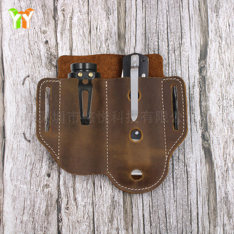 现货牛皮户外随身工具皮套 典范皮套头层牛皮手工腰带皮带工具套