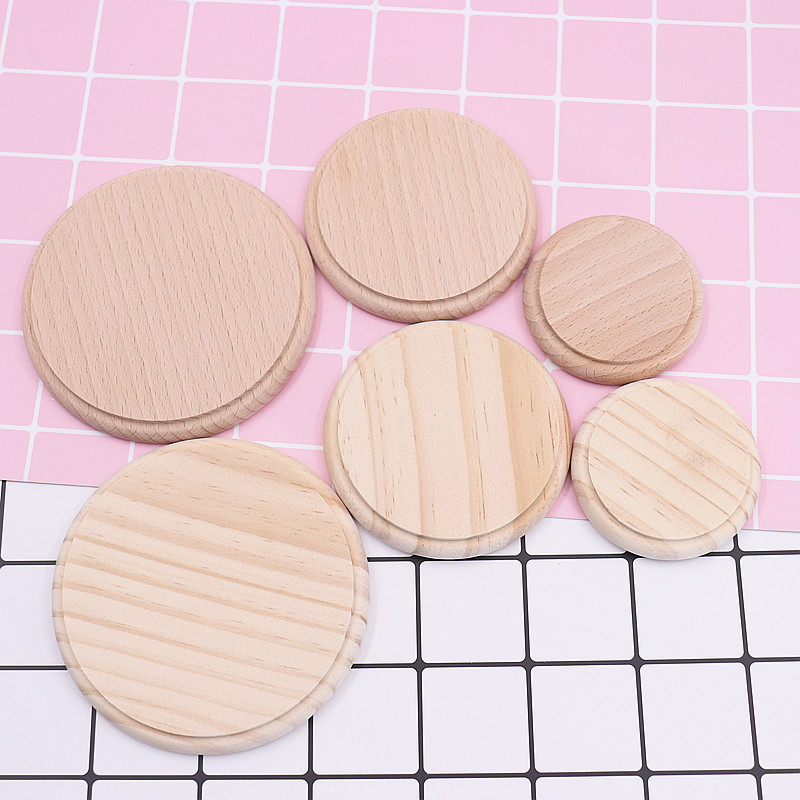 超轻粘土人偶实木圆形单双层粘土软陶人偶手办底座 展示原木座