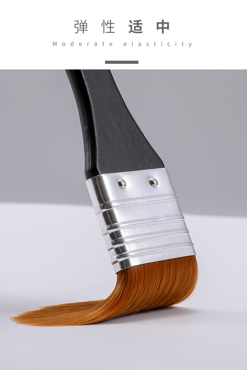 青竹尼龙板刷平头水粉画笔手绘丙烯墙绘水彩画笔斜头画笔美术用品