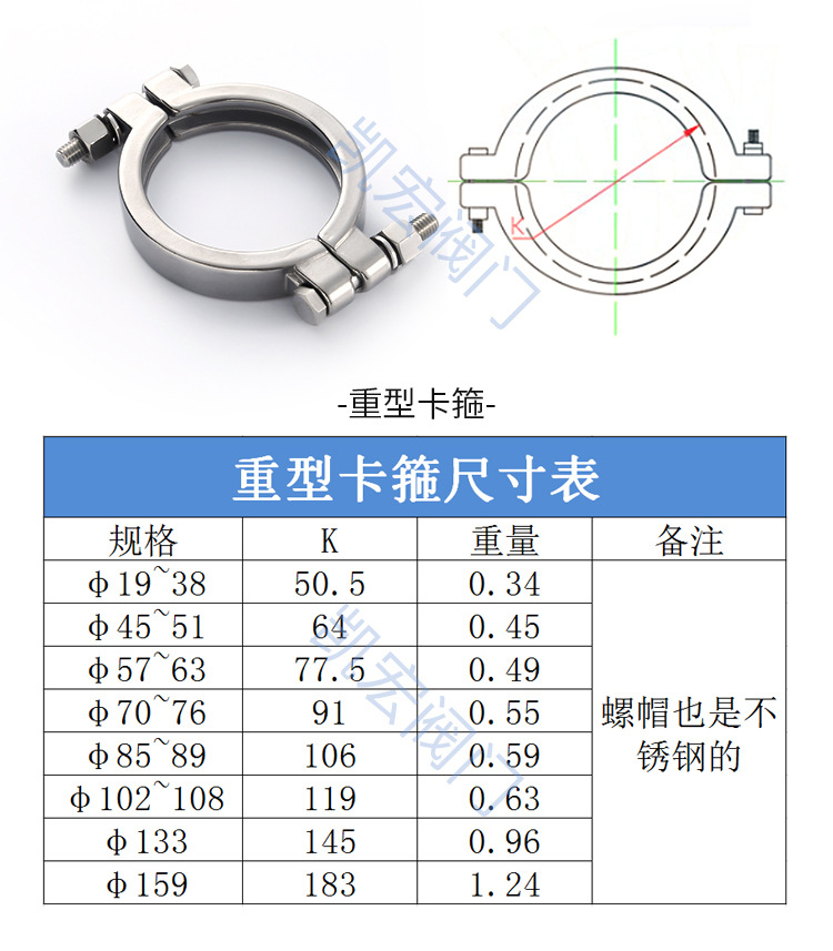 304不锈钢高压卡箍 重型快装管夹加厚油管 管箍抱箍管卡子