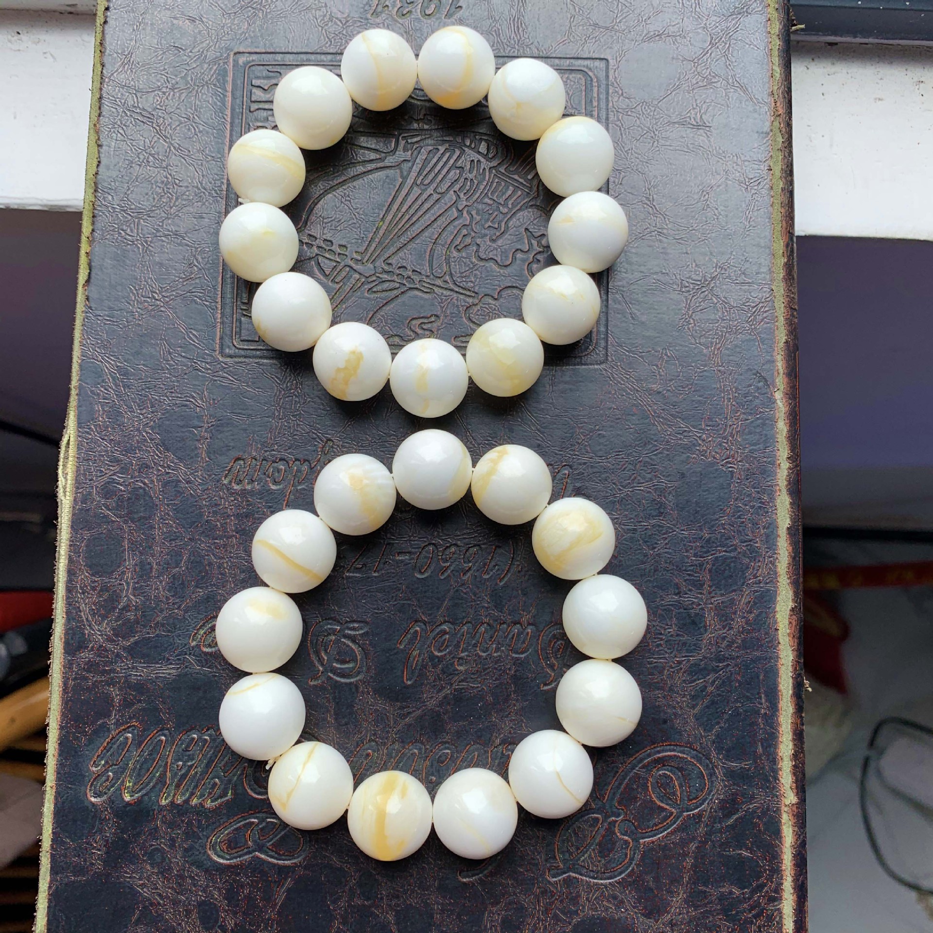 保真海南玉化金丝贝壳手串无瑕 天然南沙贝壳男女手链直播热卖款