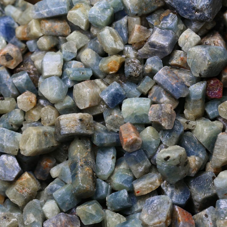 天然蓝刚玉原石原矿蓝宝石毛料矿物教学标本单晶体原石