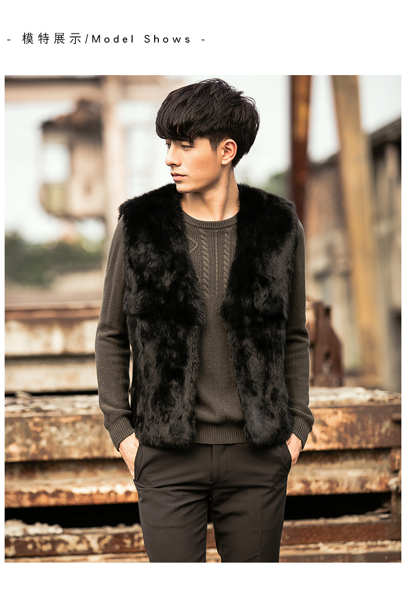 2020秋冬男款皮草马甲时尚百搭仿水貂毛加厚保暖毛毛背心休闲外套