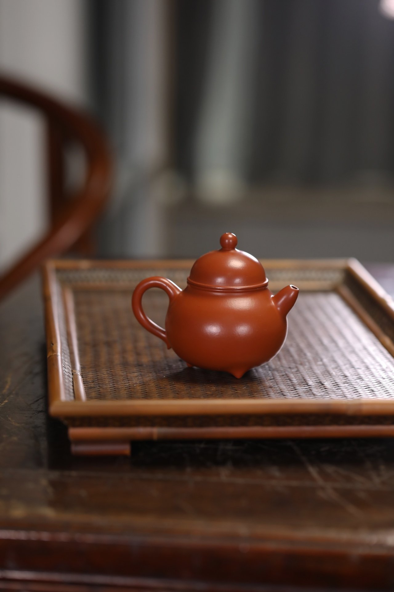 宜兴紫砂壶茶具茶道名家正品纯手工精品原矿优质朱泥三足掇球壶