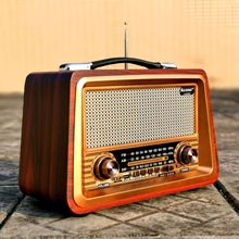 台式收音机全波复古老人老式蓝牙音箱插卡充电怀久木制