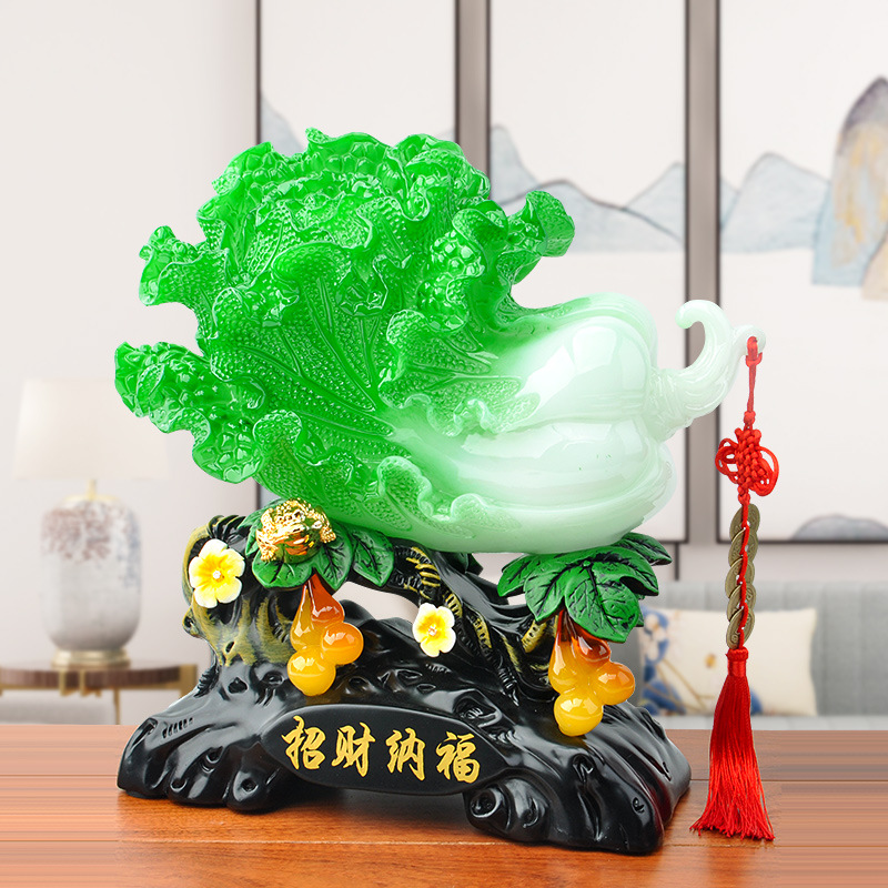 厂家招财纳福百财如意玉白菜客厅酒柜家居装饰摆件工艺品开业礼品