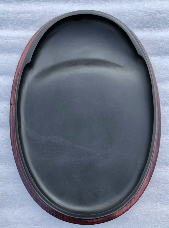 精品歙砚台天然原石材料鱼子纹端砚文房四宝10英寸腰圆素砚婺源砚