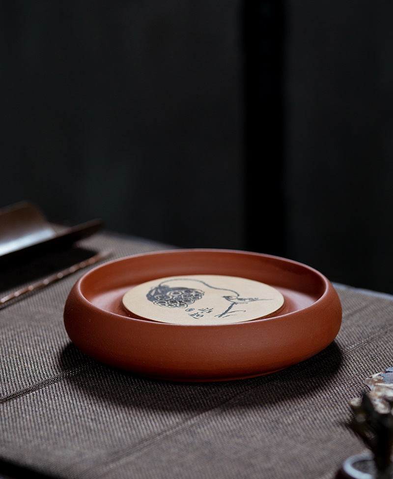 厂家紫砂壶承壶垫山水陶刻双色泥绘干炮盘挂件摆件茶具套装