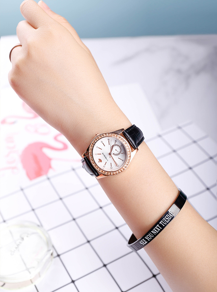 viger瓦格韩版休闲时尚女士手表真皮表带防水学生手表女一件代发