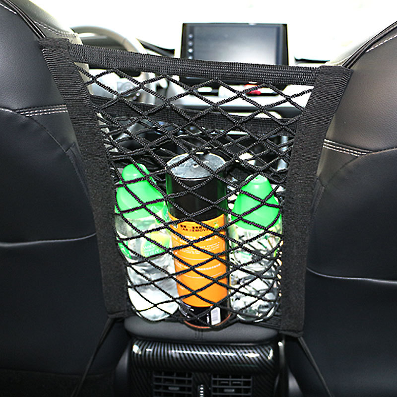 跨境汽车两座椅间网兜车用三层4边弹力隔离网车载前排座位收纳袋