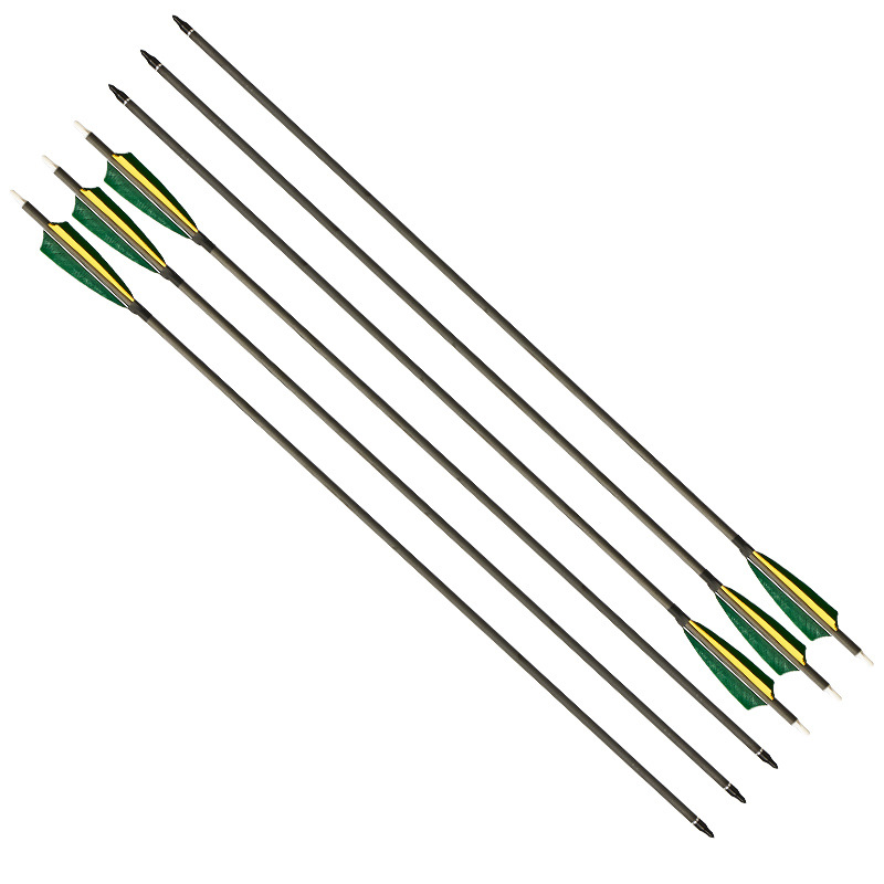 huwairen 2绿1黄真羽碳箭反曲美猎弓通用弓箭 箭头箭尾可换