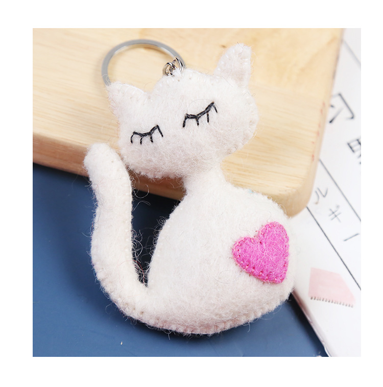 日韩款手工羊毛毡钥匙扣可爱森女毛毡戳戳乐小猫小狗包挂生日礼物