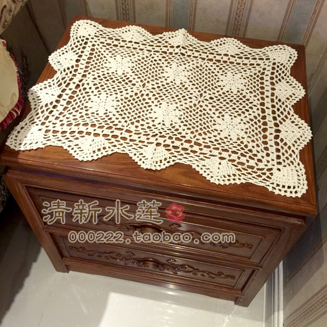 手工钩织北欧田园蕾丝纯棉镂空床头柜装饰盖布沙发扶手巾