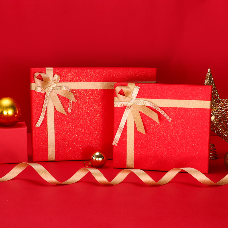 新年红色礼品盒糖果巧克力天地盖包装盒喜庆结婚蝴蝶结礼物盒现货