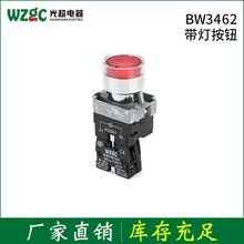 BW3462带灯按钮开关铝锌加厚铜件银点带灯开关按钮 厂家供应