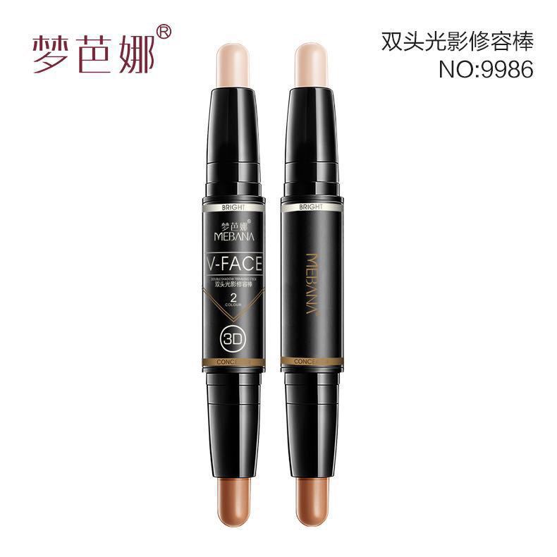 Mengbana Double-Headed Contour Stick Eye Shadow Pen Two-Color Highlight Concealer Quickly Create a Small V-Face Three-Dimensional Natural Long Lasting