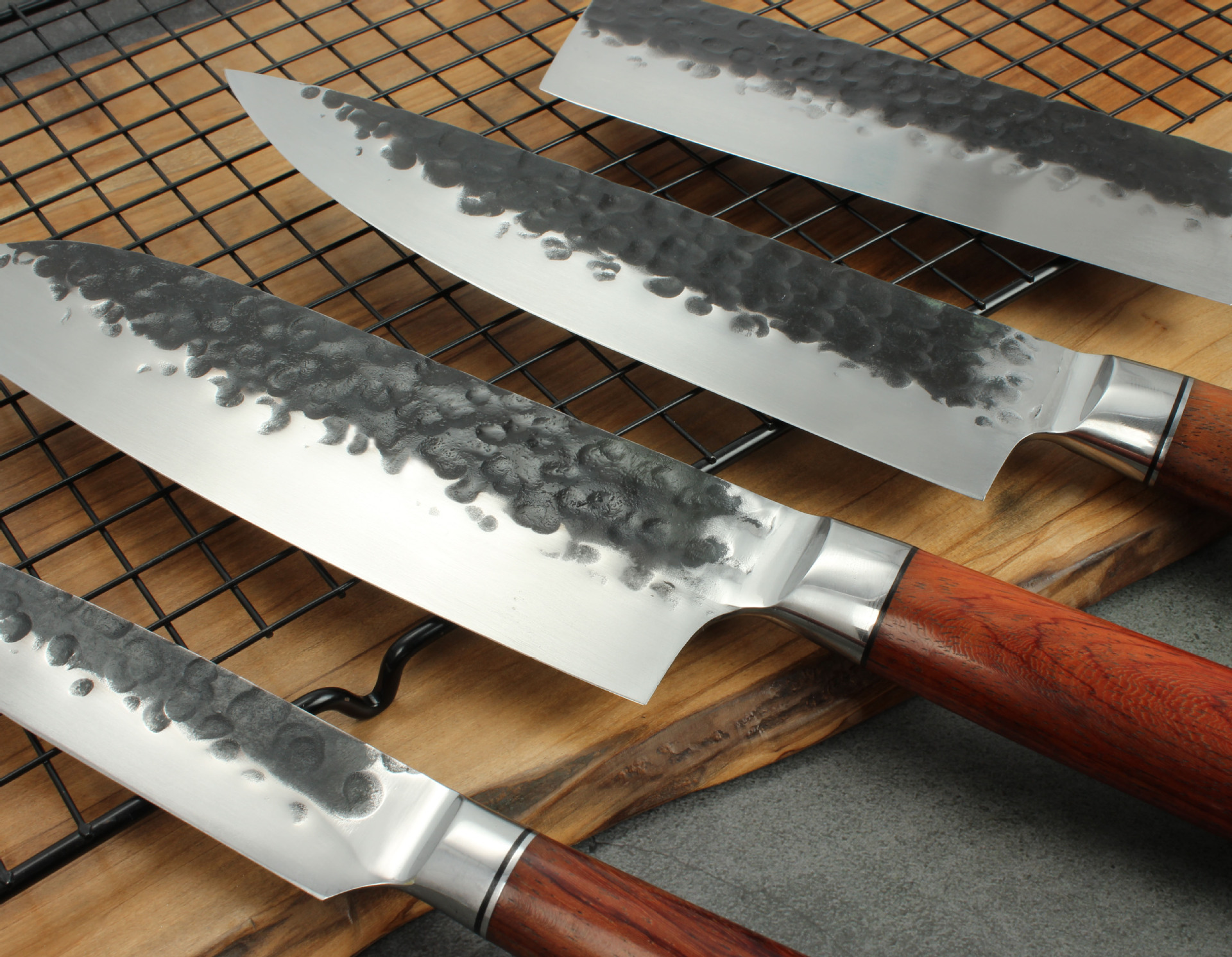 一件代发 手工锤纹锻打刀 万能刀 网红刀 酸枝木柄八角小菜刀万用