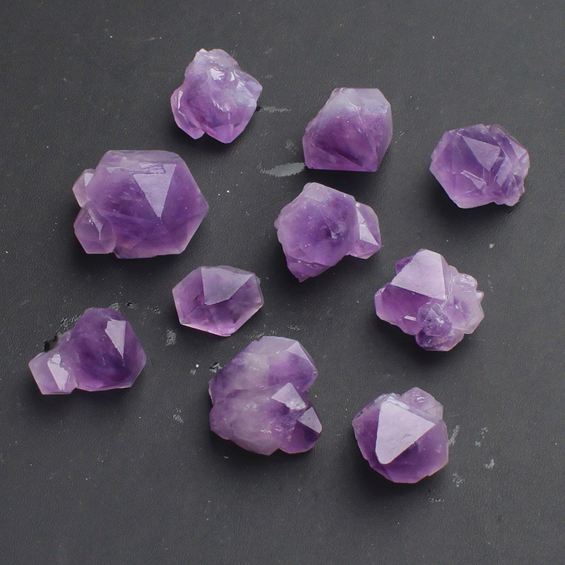 天然天然紫水晶六棱柱原石摆件骨干水晶小颗粒原矿标本单尖