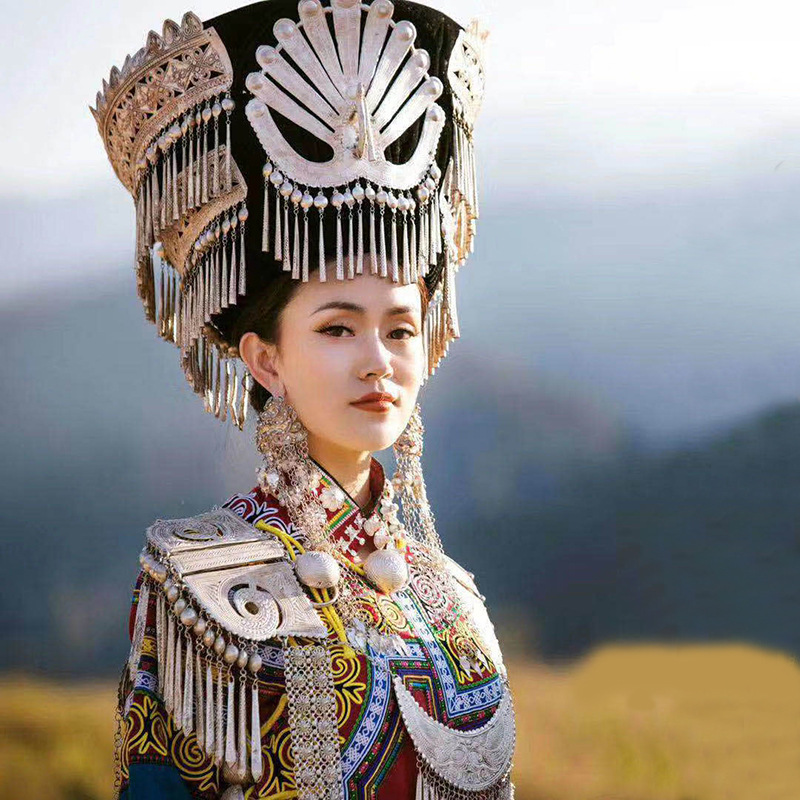 兰蝶民族风彝族风银帽子 彝族帽饰配件摄影婚庆盛装帽子 厂家直销