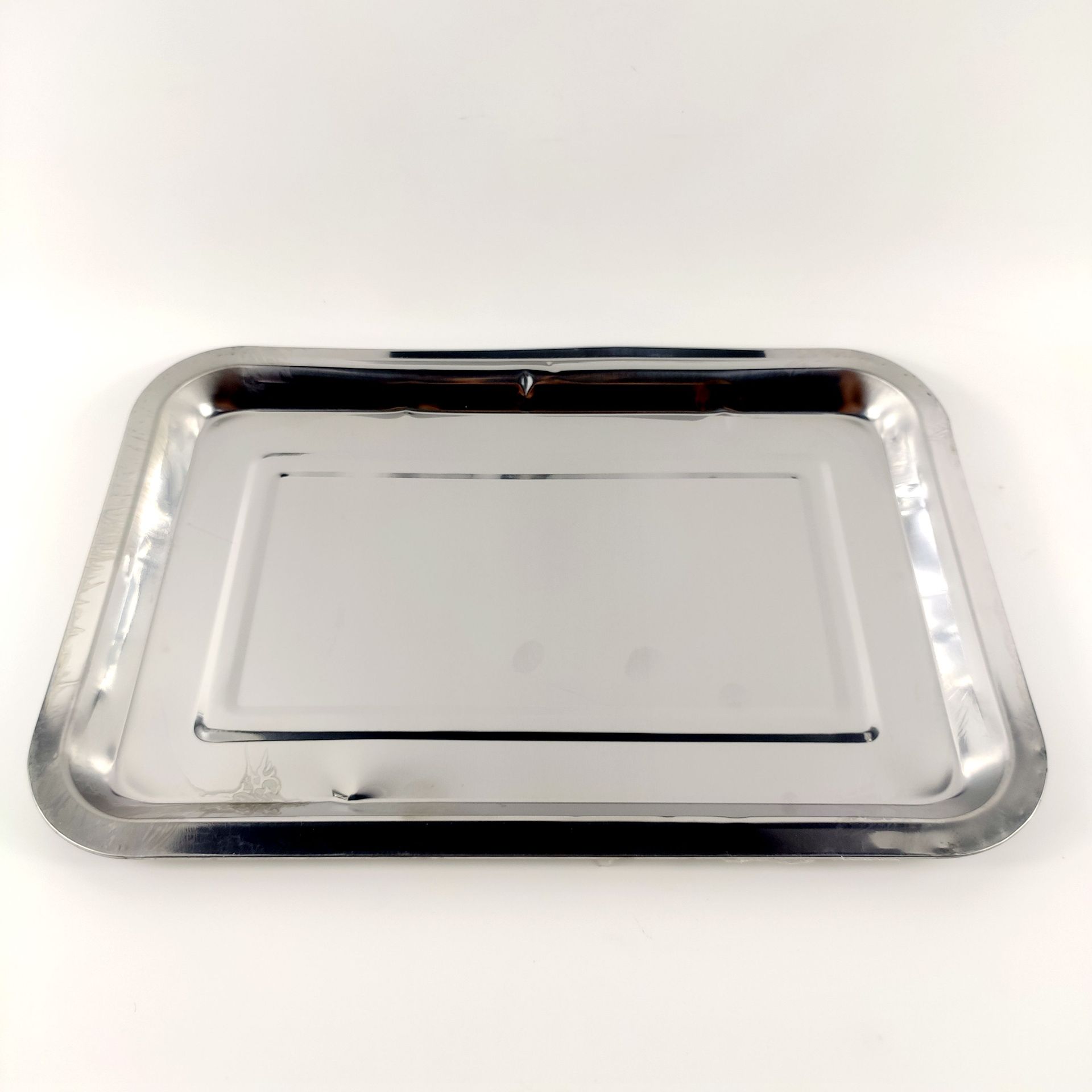 不锈钢方盘31cm托盘菜盘餐盘烧烤盘蒸饭盘水饺盘烤鱼盘长方形盘子