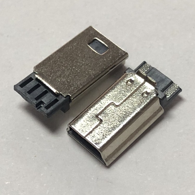 工厂生产mini usb b型超薄短体前五后二加厚胶芯mini 5p焊线公头