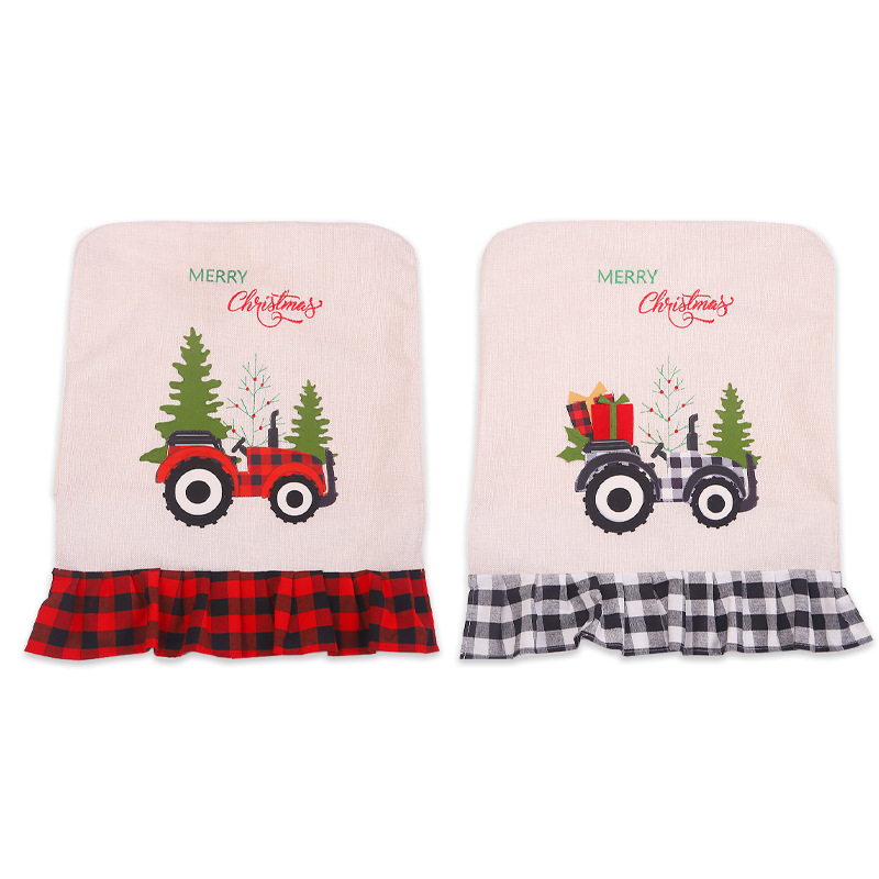 Exclusive for Cross-Border Christmas Decoration Supplies Red, Black and White Plaid Chair Cover Dining Room Layout Supplies Chair Cover Chair Cover