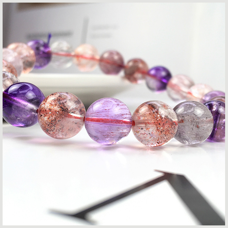 天然彩发水晶时尚三轮彩骨干超七水晶手链极光23水晶手链跨境货源