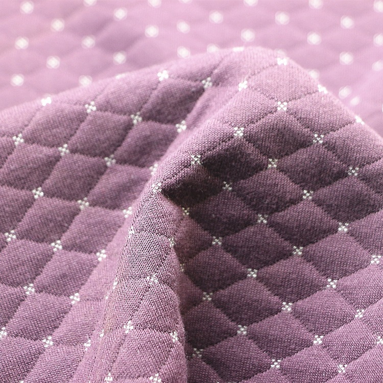 提花菱形空气层记忆枕服装面料针织3d彩条提花绗缝夹棉布空气层布