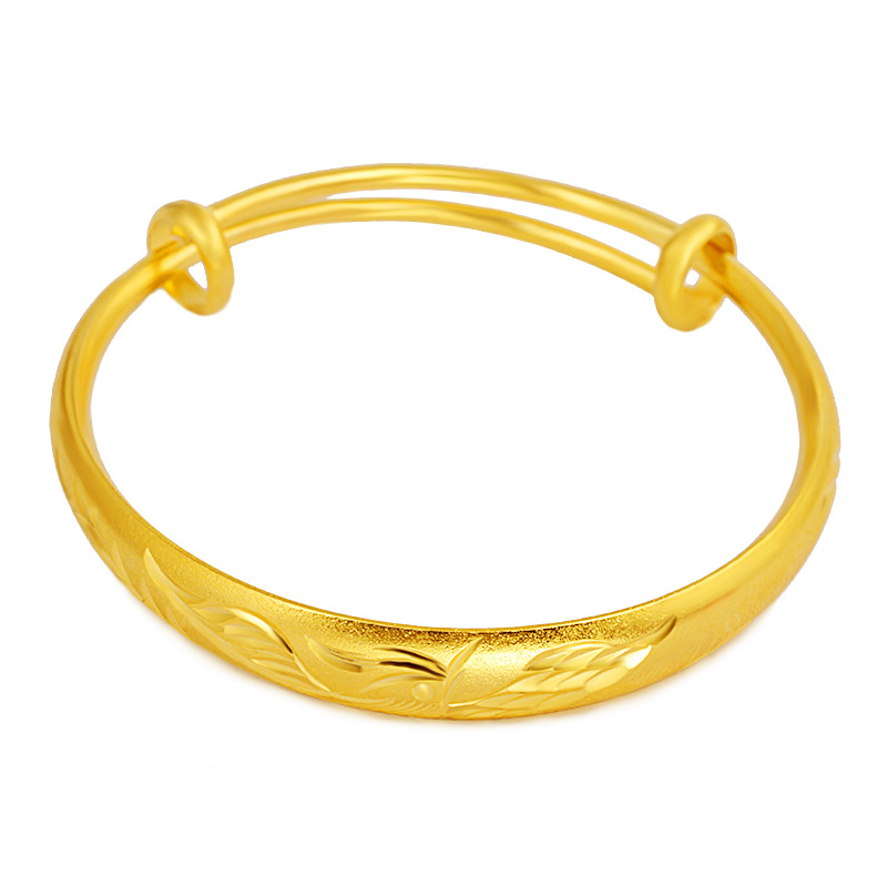 泰国金原创不掉色金版仿金时尚复古9n开口凤手镯光面手镯批发