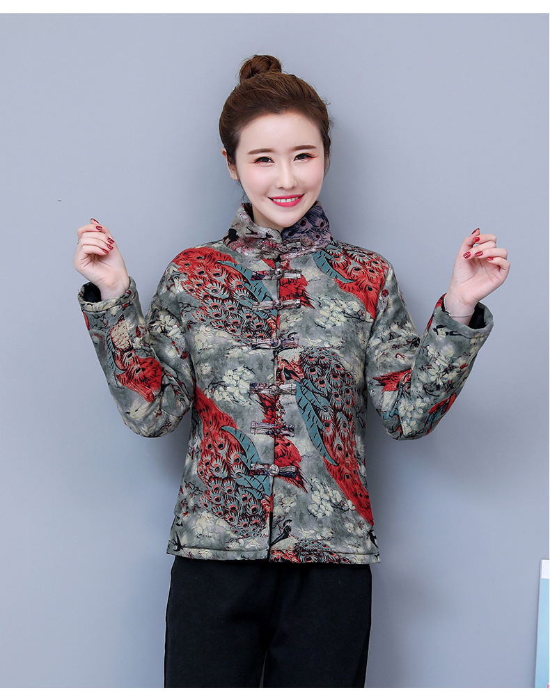 秋冬复古中国民族风棉服小棉袄短款棉麻棉衣盘扣小外套女