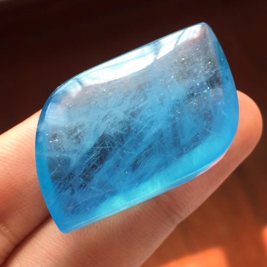 天然海蓝宝水滴吊坠海蓝宝裸石雕刻手链男女款手串厂家批发