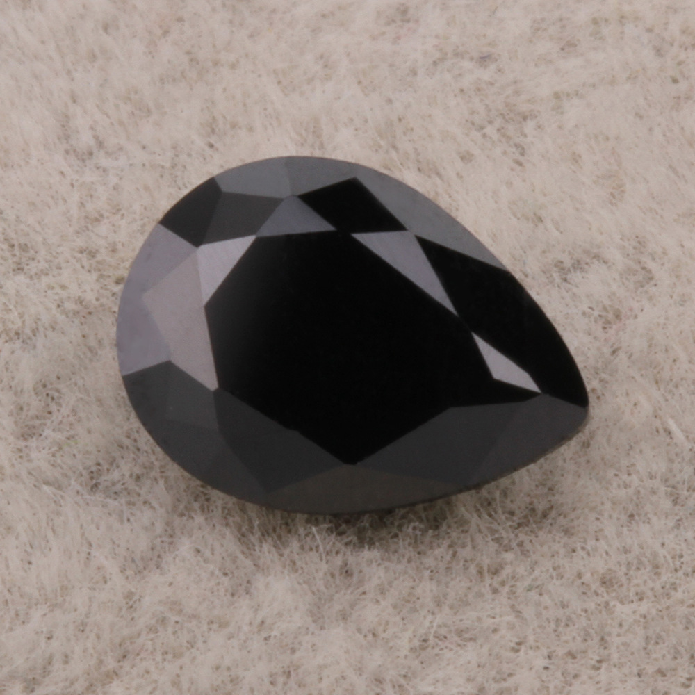 梧州人造宝石 梨形合成锆石 3a黑锆水滴形立方氧化锆裸石戒面