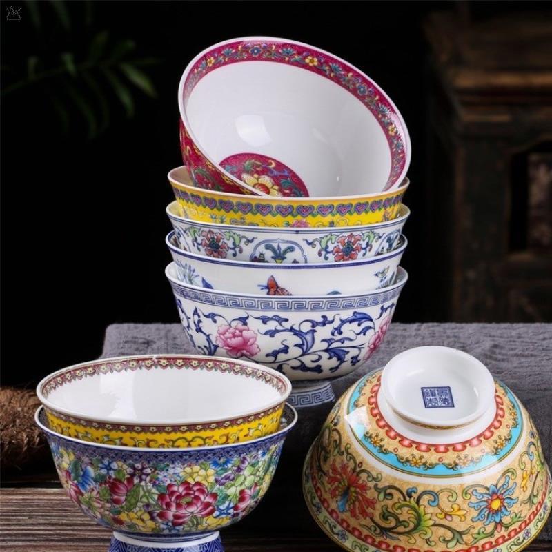 防烫高脚寿碗家用陶米饭葬礼吃瓷碗纯色答谢礼祝4.5英寸回礼仿新