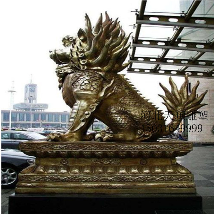 纯黄铜3米铜麒麟银行商厦门口摆件铸铜独角兽铜雕麒麟貔貅