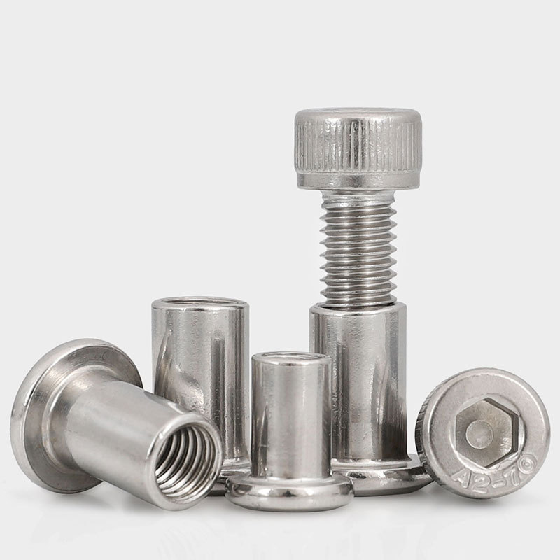 M6m8 304 Stainless Steel Cup Head Hexagon Plywood Screws Furniture Connection Docking Assembling Bolts Side Lock Screws