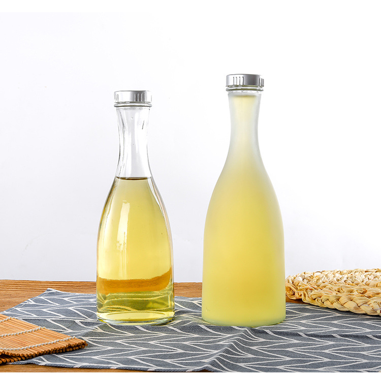 新款果酒瓶375ml透明玻璃青梅酒瓶带盖小口大肚酵素饮料空瓶500ml