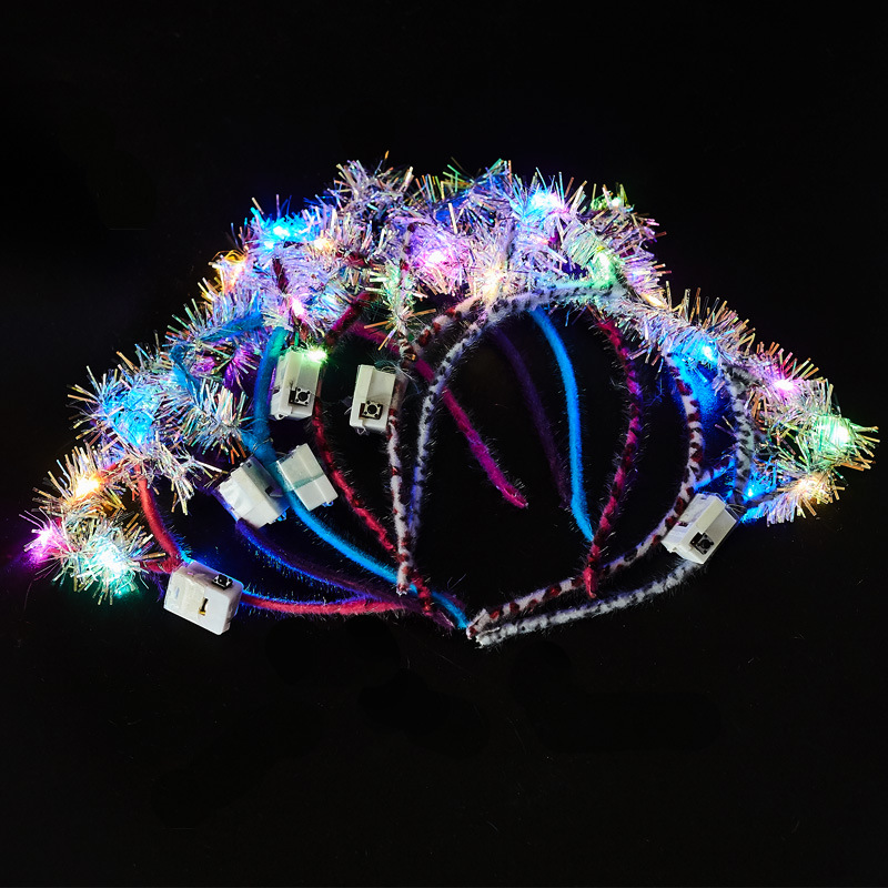 Luminous Toy Stall Headband Shiny Feather Rabbit Ears Barrettes Plush Headband Night Market Headdress Promotional Gifts